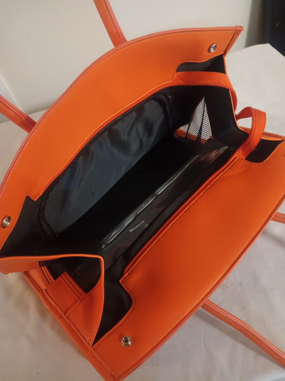 Orange Clear-Front Tote Bag - Women's Shoulder Bag - Picture 3 of 9